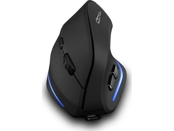 Media-Tech VERTIC RF MT1123 - Vertikal mus - ergonomisk - högerhänt - optisk - 5 knappar - trådlös - 2.4 GHz - trådlös USB-mottagare