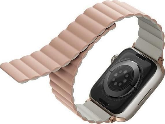 Uniq Revix, Strop / Belte, Smartklokke, Beige, Rosa, Apple, Apple Watch 49/46/45/44mm, Silikon, Rustfritt stål
