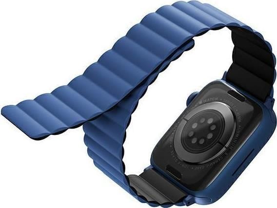 Uniq UNIQ Revix hihna Apple Watch Series 4/5/6/7/SE 44/45mm. Käännettävä magneettinen musta-sininen/musta-sininen