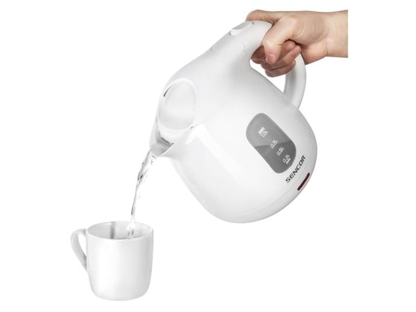 Sencor SWK 1010WH, 1 L, 1100 W, Hvit, Plast, Rustfritt stål, Justerbar termostat, Vannmåler
