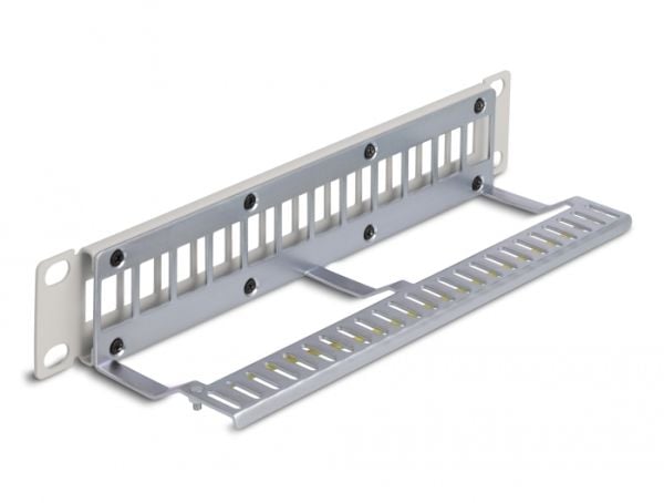 Delock - Pluggbord (blankt) - with strain relief - rackmonterbar - grå - 1U - 10" - 12 porter