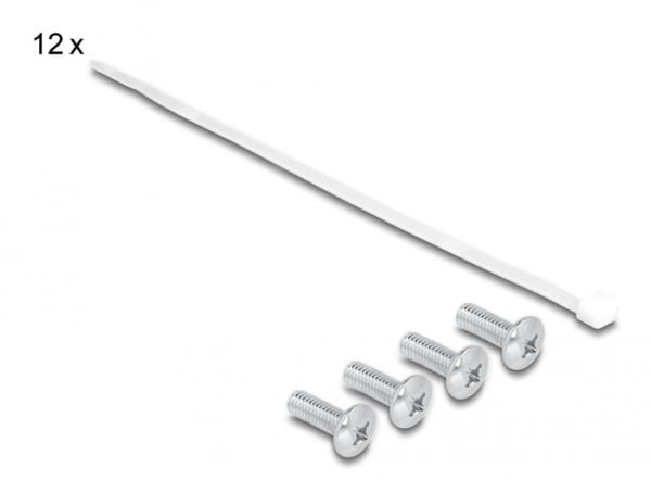 Delock - Pluggbord (blankt) - with strain relief - rackmonterbar - grå - 1U - 10" - 12 porter
