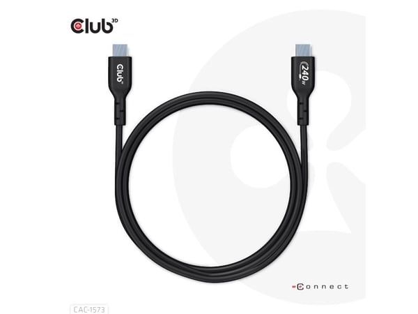 Club 3D - USB-kabel - USB-C (hann) til USB-C (hann) - USB 2.0 - 48 V - 5 A - 2 m - toretnings, opp til 240 W strømforsyningsstøtte, utvidet effekto...