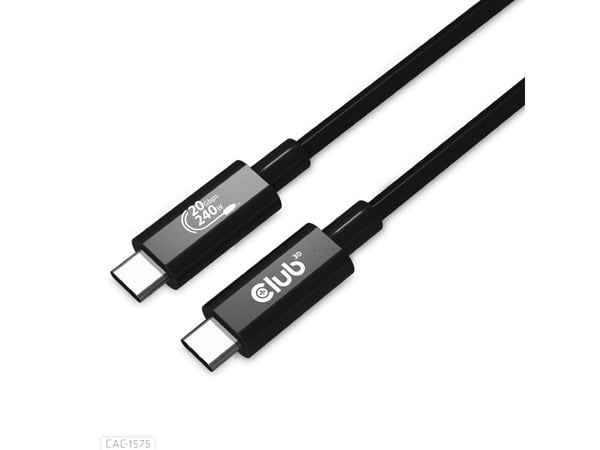 Club 3D - USB-kabel - USB-C (hann) til USB-C (hann) - USB4 Gen2x2 - 48 V - 5 A - 2 m - toretnings, 4K 60Hz støtte, opp til 240 W strømforsyningsstø...
