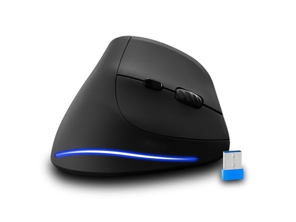Media-Tech VERTIC RF MT1123 - Vertikal mus - ergonomisk - høyrehendt - optisk - 5 knapper - trådløs - 2.4 GHz - USB trådløs mottaker