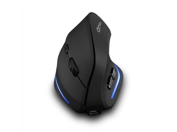Media-Tech VERTIC RF MT1123 - Vertikal mus - ergonomisk - högerhänt - optisk - 5 knappar - trådlös - 2.4 GHz - trådlös USB-mottagare
