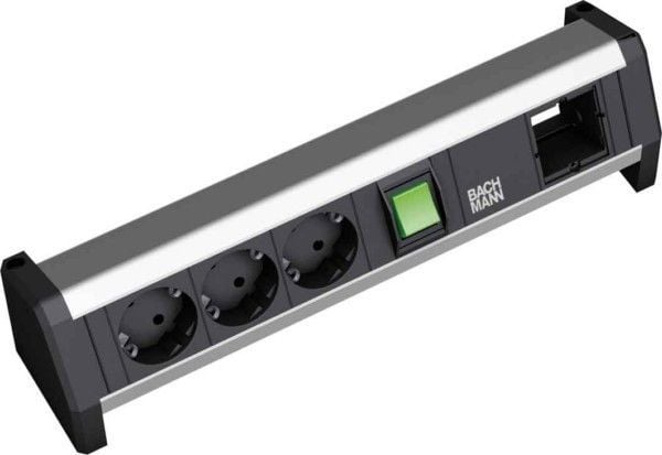Bachmann 3x Schuko 1x GST18, Tyyppi F, Alumiini, Muovi, Musta, Hopea, Alumiini, Muovi, 3 AC-pistorasia(a), 230 V Bachmann 3x Schuko 1x GST18, Tyyppi F, Alumiini, Muovi, Musta, Hopea, Alumiini, Muovi, 3 AC-pistorasia(a), 230 V