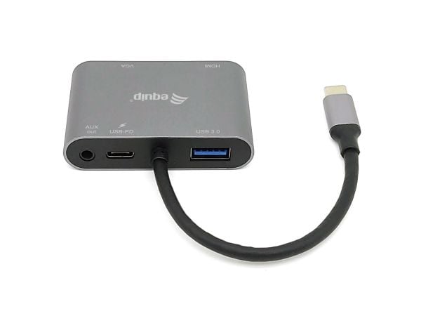 Equip 133483, Langallinen, USB 3.2 Gen 1 (3.1 Gen 1) Type-C, 100 W, Musta, Harmaa, 5 Gbit/s, 4096 x 2160 pikseliä