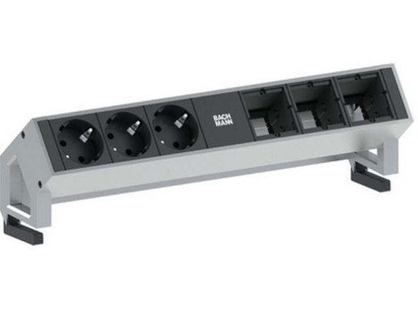 Bachmann 3x Schuko 3x Custom Modules, Tyyppi F, Alumiini, Muovi, musta, Ruostumaton teräs, Alumiini, Muovi, 3 AC-pistorasia(a)
