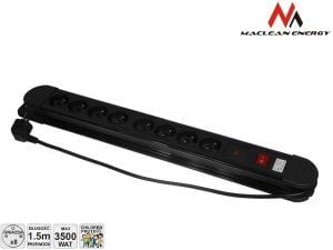 Maclean Energy 8-pistorasia 1,5 m musta (MCE11)