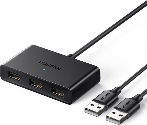 Ugreen switch adapter box USB 2 in - 3 ut svart (CM409)