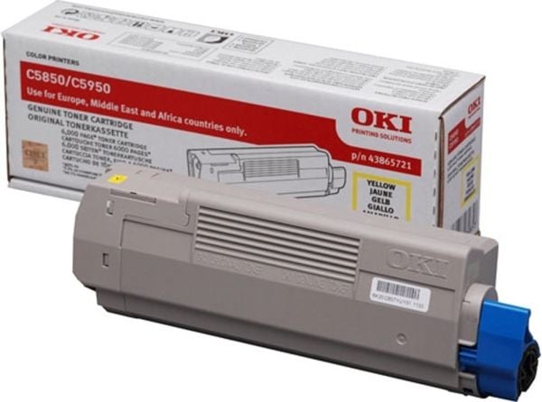 OKI 43865721, 6000 sivua, Keltainen, 1 kpl