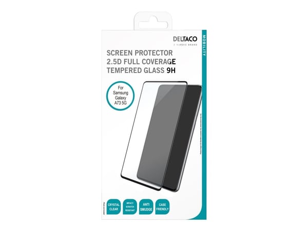 DELTACO - Skjermbeskyttelse for mobiltelefon - 2.5D - glass - rammefarge svart - for Samsung Galaxy A73 5G