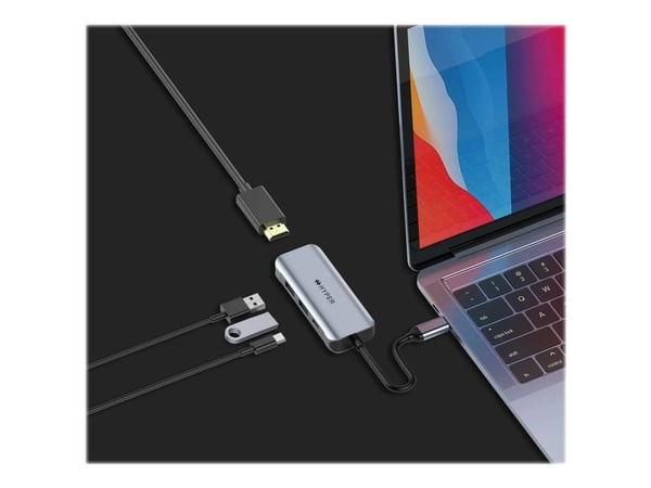 HyperDrive 4-in-1 USB-C-keskitin - telakointiasema - USB-C - HDMI