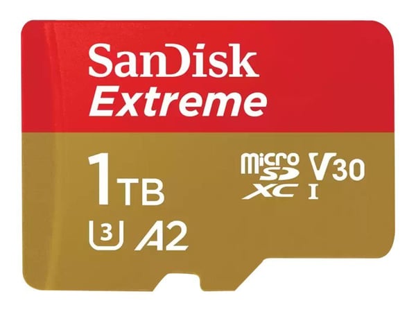 SanDisk Extreme - Flashminnekort (microSDXC til SD-adapter inkludert) - 1 TB - A2 / Video Class V30 / UHS-I U3 / Class10 - microSDXC UHS-I
