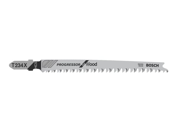 Bosch Progressor for Wood T 234 X - Stikksagblad - for tre, kartong, fiberplate, bløtt tre, ikke-slipende trematerialer - 3 deler - T-skaft - lengd...