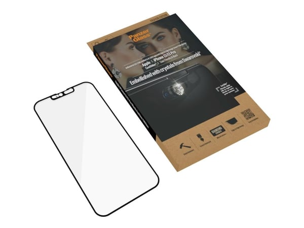 PanzerGlass CamSlider - Fashion Edition - skjermbeskyttelse for mobiltelefon - pyntet med krystaller fra Swarovski - glass - for Apple iPhone 13, 1...
