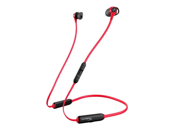 HyperX Cloud Buds - Ørepropper med mikrofon - i øret - nakkebånd - Bluetooth - trådløs - svart, rød