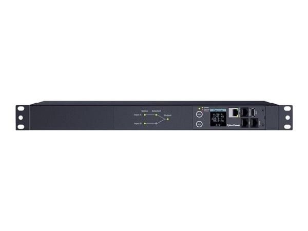 CyberPower Switched ATS PDU44004 - Strømfordelerenhet (kan monteres i rack) - AC 200-240 V - enkeltfase - serial, Ethernet - inngang: 2 x IEC 60320...