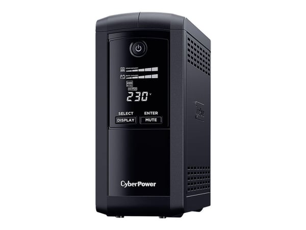 CyberPower Value Pro VP1600ELCD-FR - UPS - AC 230 V - 960 watt - 1600 VA - enkeltfase - RS-232, USB - utgangskontakter: 4 - svart