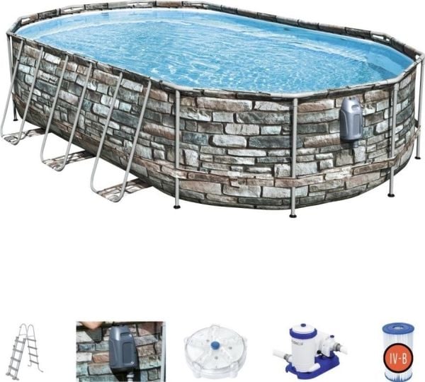 Bestway Power Steel 56719, 20241 l, Innrammet basseng, Barn, Stige, Flerfarget, 89,9 kg