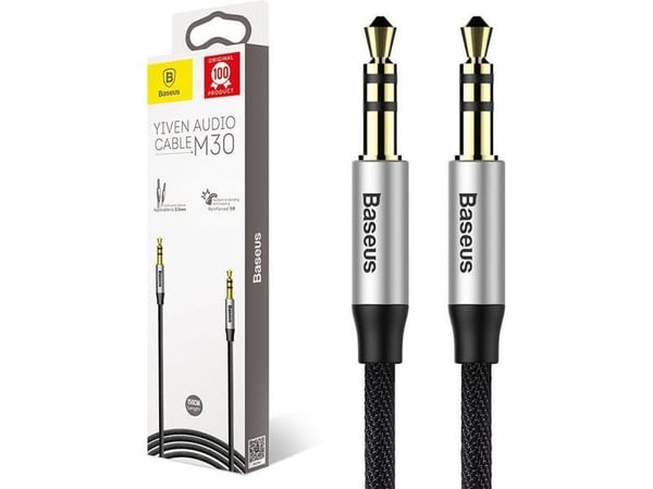 Baseus Jack 3.5mm - Jack 3.5mm kaapeli 1.5m musta (30477-uniw)