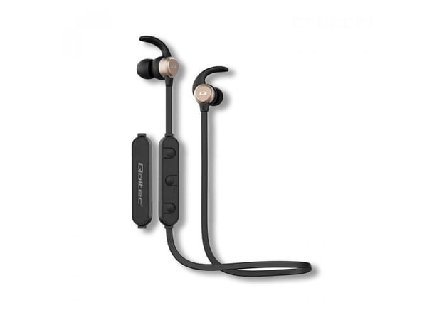 Qoltec - Hörlurar med mikrofon - inuti örat - Bluetooth - trådlös - svart, guld
