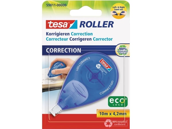Tesa ecoLogo - Retterulle - 4.2 mm x 10 m - hvit - plastikk, PET