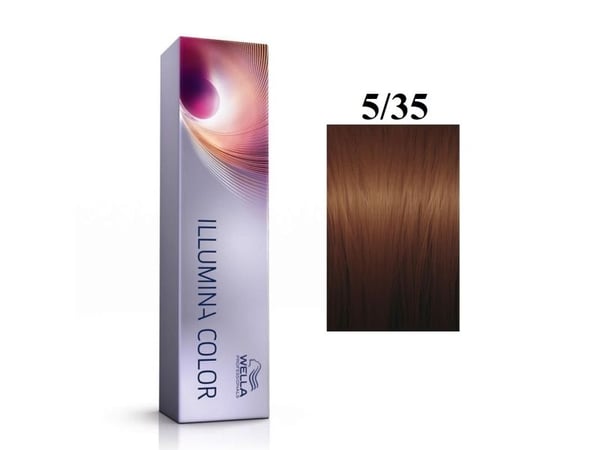 Vopsea permanenta Wella Professionals Illumina Colour 5/35, Castaniu Deschis Auriu Mahon, 60ml, 60ml Vopsea permanenta Wella Professionals Illumina Colour 5/35, Castaniu Deschis Auriu Mahon, 60ml, 60ml