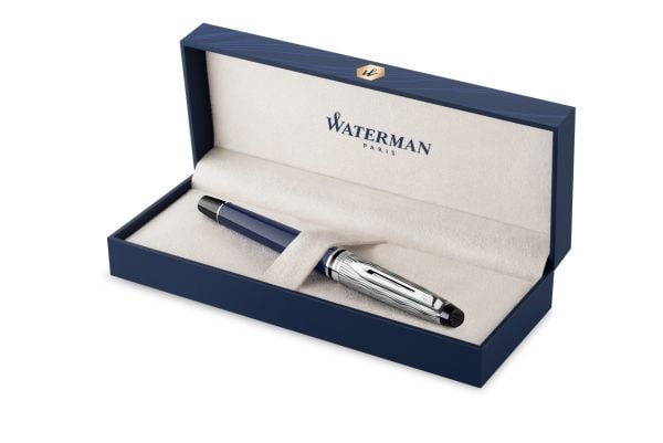 Waterman Expert, Blå, Blå, Lack, Medium, Presentask, 1 styck