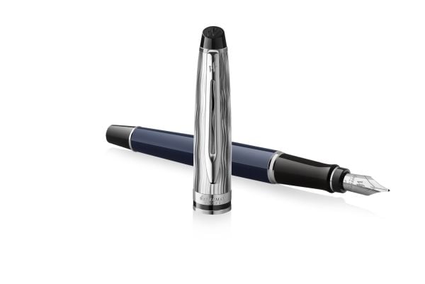 Waterman Expert, Blå, Blå, Lack, Medium, Presentask, 1 styck