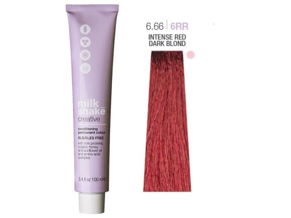 Milk Shake Creative Permanent Hair Dye 6.666RR Intense Red Dark Blond, 100 ml (för kvinnor)