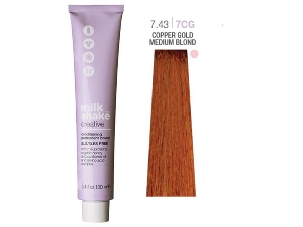 Permanent fargestoff Milk Shake Creative 7.437CG, Medium Blond Copper Gold, 100ml