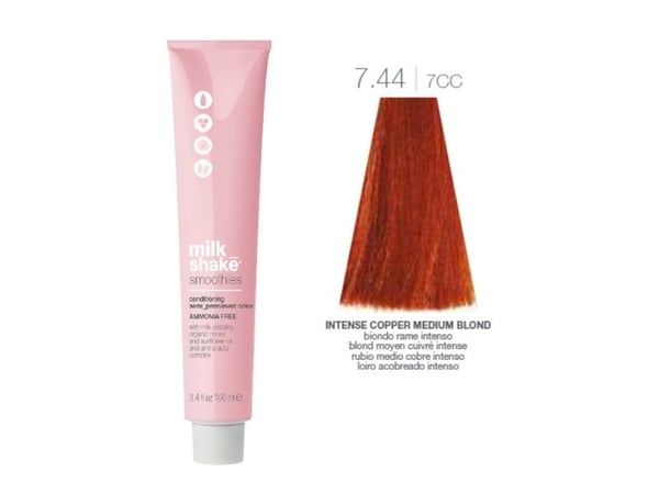 Milk Shake Smoothies ammoniakkfri semi-permanent hårfarge 7.447CC Intense Copper Medium Blond 100 ml