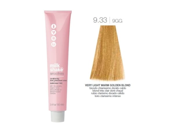 Milk Shake hårfarge, ammoniakkfri, semi-permanent 9.339GG veldig lys varm gylden blond 100 ml