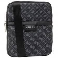 Guess, Dan, Flat glidelås, Tekstil Crossbody Bag, Svart, Herre, Herre