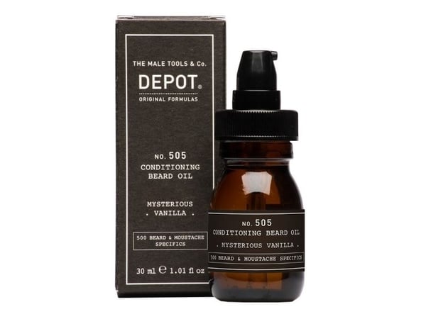 Depot Depot 505 skjegg- og hårspesifikke olje Vitamin E, Mysterious Vanilla, 30 ml (for menn)