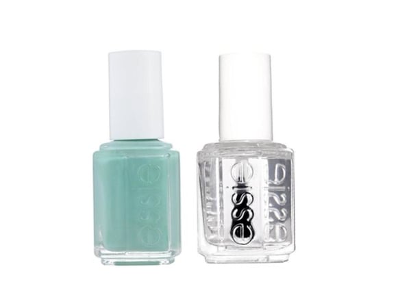 Essie-sett: neglelakk Vegan Glossy Shine, 99 Mint Candy Apple + Nail Care Good To Go, topplakk, neglestyrkende lakk 13,5 ml + 5 ml