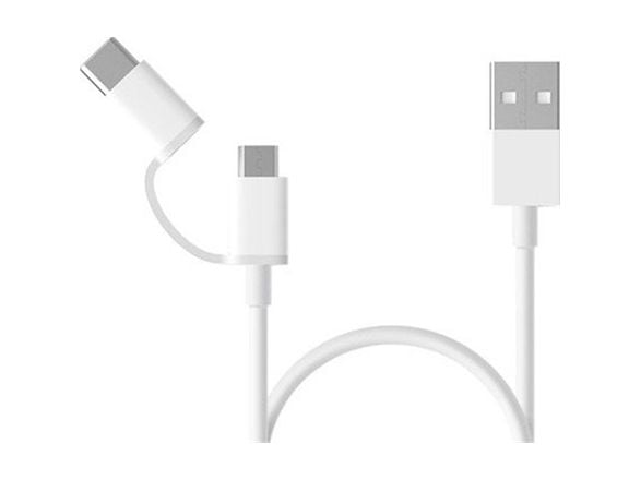 Xiaomi Mi 2-in-1 - USB-kabelsett - 2.4 A - 30 cm - hvit
