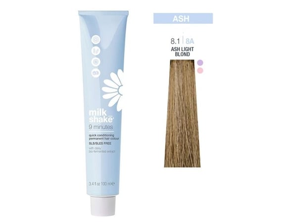 Vopsea permanenta rapida Milk Shake 9 Minutes 8.1, Blond Deschis Cenusiu, 100ml