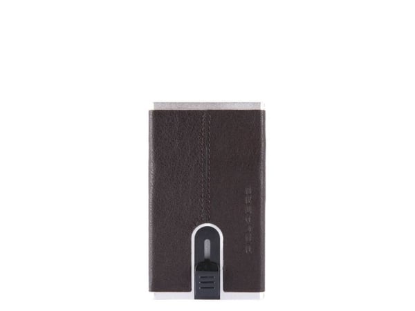 Piquadro Black Square i skinn, kortholder, firkantet skyvesystem PP4825B3R-TM, brun (for menn)