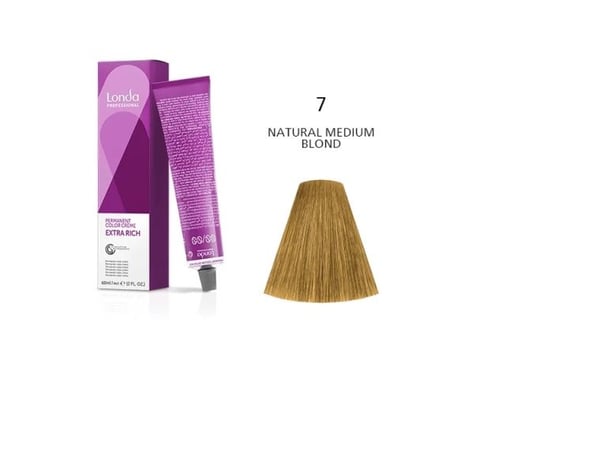 Londa Professional, Londacolor, Permanent Hair Dye, 7/ Medium Blonde, 60 ml