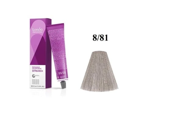 Londa Professional, Londacolor, Permanent Hair Dye, 8/81 Light Blonde Pearl Ash, 60 ml
