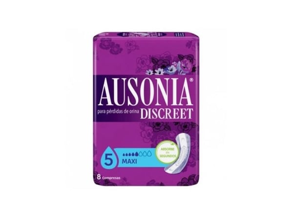Ausonia DISCREET Maxi, Valkoinen, 8 kpl
