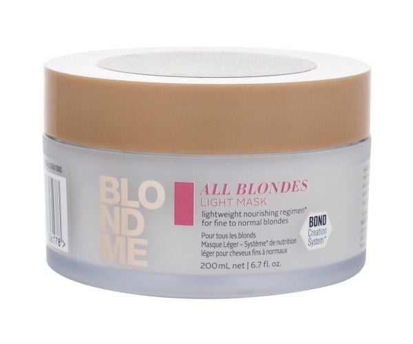 Schwarzkopf BLONDME All Blondes Light, 200 ml, Unisex, Farget hår, Blond, Shine (lys), Mykgjører, Forsterke, Krukke