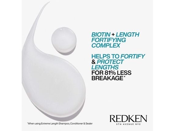 Redken Extreme Length Shampoo, Kvinner, Profesjonell, Sjampo, Skadet hår, Alle farger, 300 ml