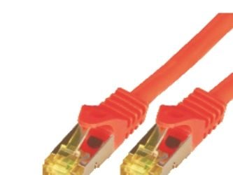 M-CAB - Koblingskabel - RJ-45 (hann) til RJ-45 (hann) - 50 cm - SFTP, PiMF - CAT 7 - halogenfri, formstøpt, uten hindringer - rød