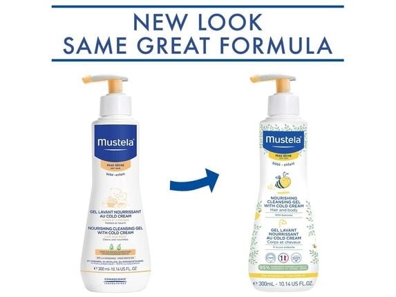 Mustela nærende rensende gel med kald krem for tørr hud 300 ml