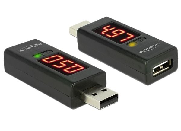 Delock - USB-volt- og strømmåler - USB Type A - svart