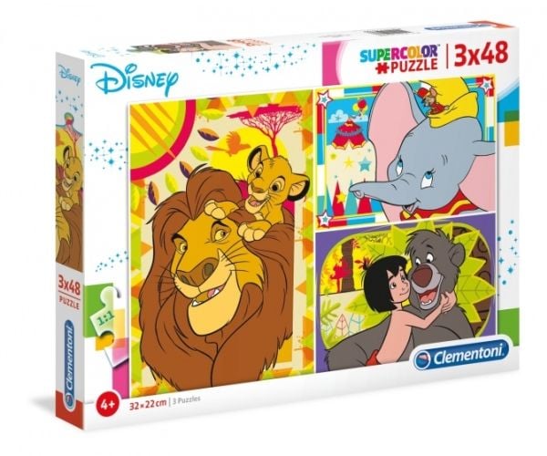 Clementoni Puzzle 3x48 Super väri Disney klassikko